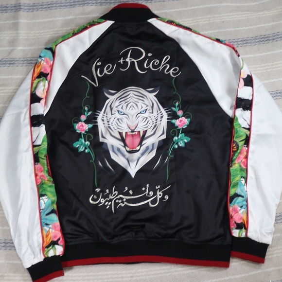 Vie Riche Jackets & Blazers - Vie Riche White Tiger Floral Souvenir Jacket